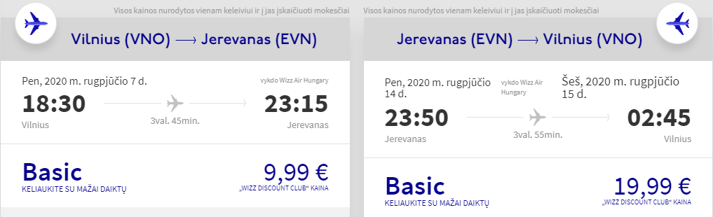 Pigūs skrydžiai su wizzair