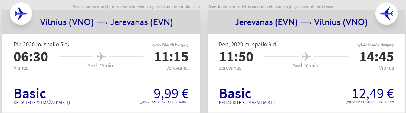 skrydis jerevanas