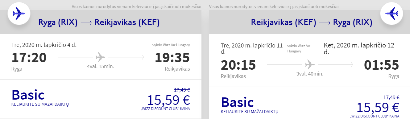 Pigūs skrydžiai į Islandiją