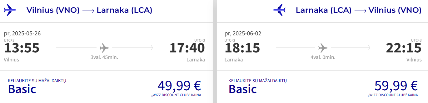 skrydis kipras
