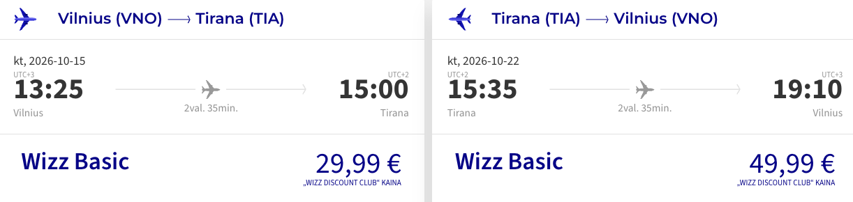 skrydis albanija